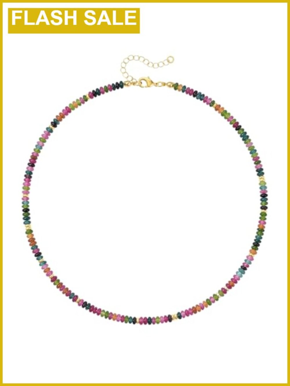 14K gold plated copper beaded choker necklace gemstone